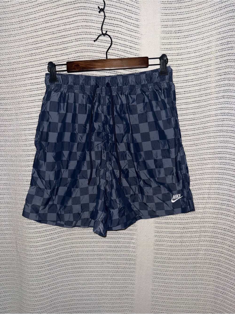 Nike Men's Checkerboard Navy Blue Athletic Shorts